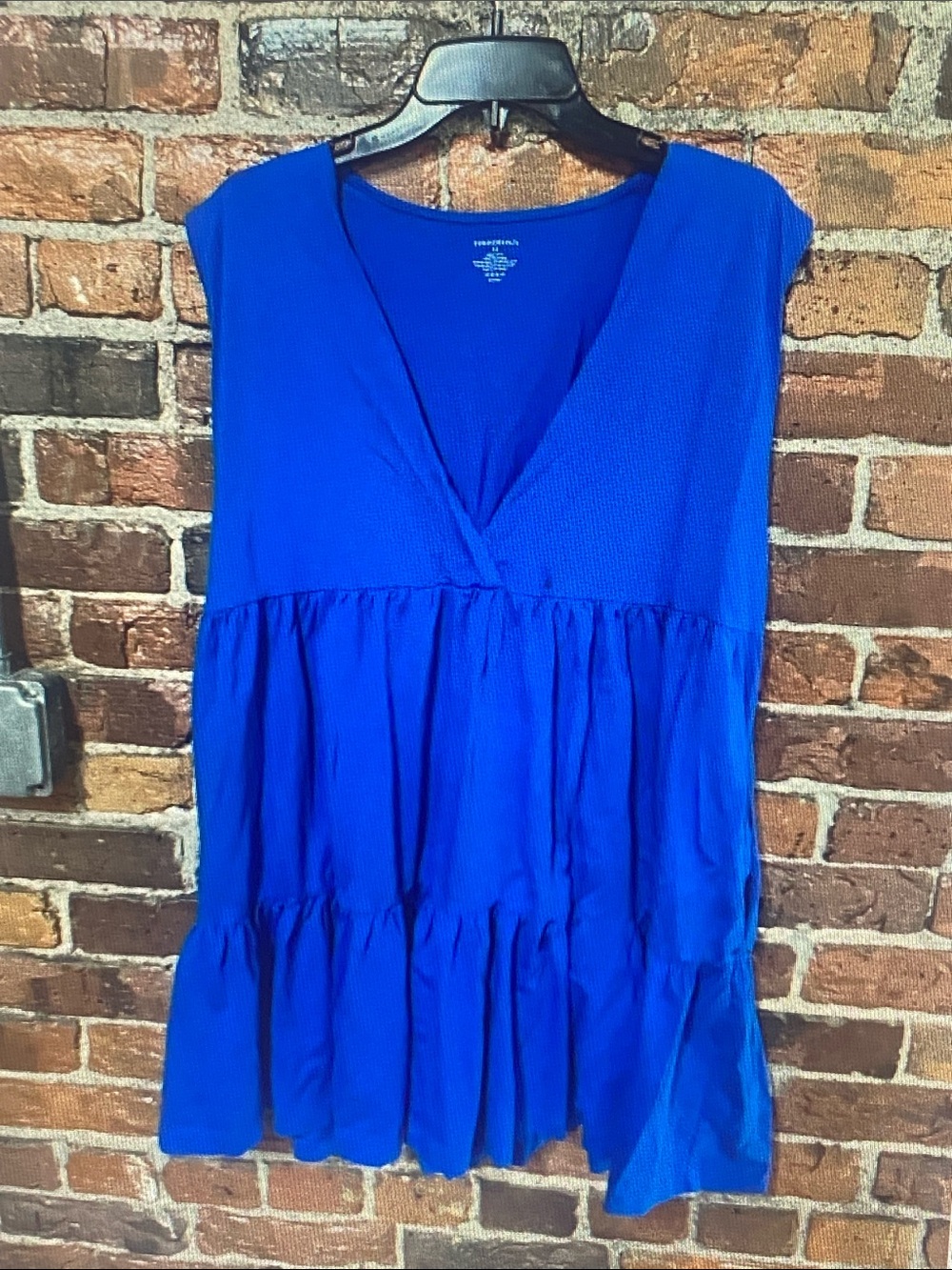 summersalt Royal Blue V-Neck Tiered Sleeveless Mini Dress